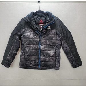 Gerry Zip Up Puffer Jacket Youth Large 14/16 Long Sleeve Black Gray Polyester